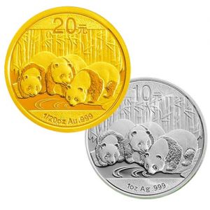 2013年熊猫金银币套装（1/20盎司金+1盎司银）