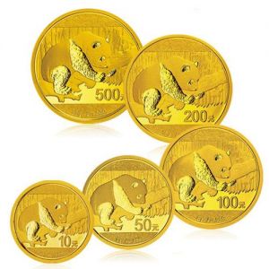 2016年熊猫金币5枚套装
